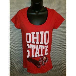 Ohio State Buckeyes Scarlet Scoop Neck Brutus T-Shirt - Juniors Medium